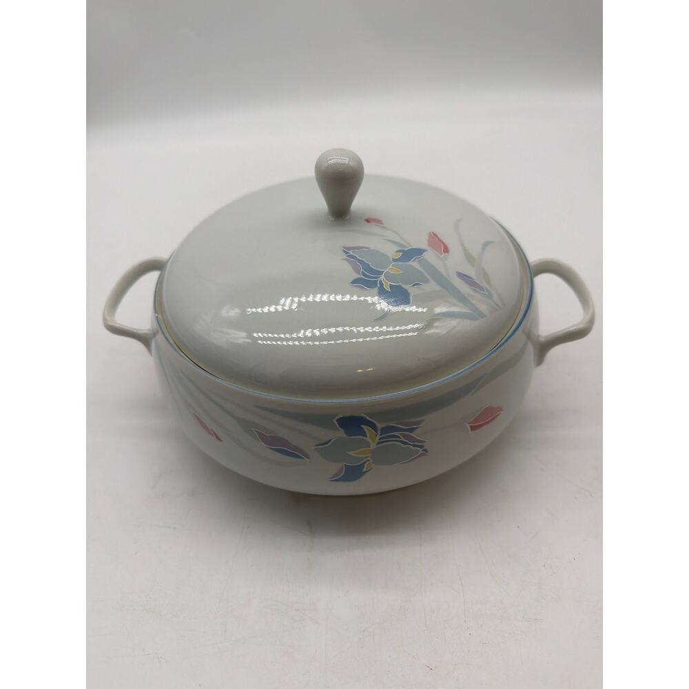 Vintage Excel Casserole Dish |‎ Fresh Flowers Porcelain, 1.75 Qt,12”